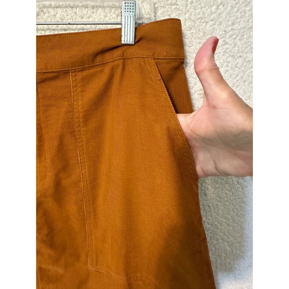 GARNET HILL‎ Corduroy Skirt Size 12 Mustard Brown - Picture 4 of 15